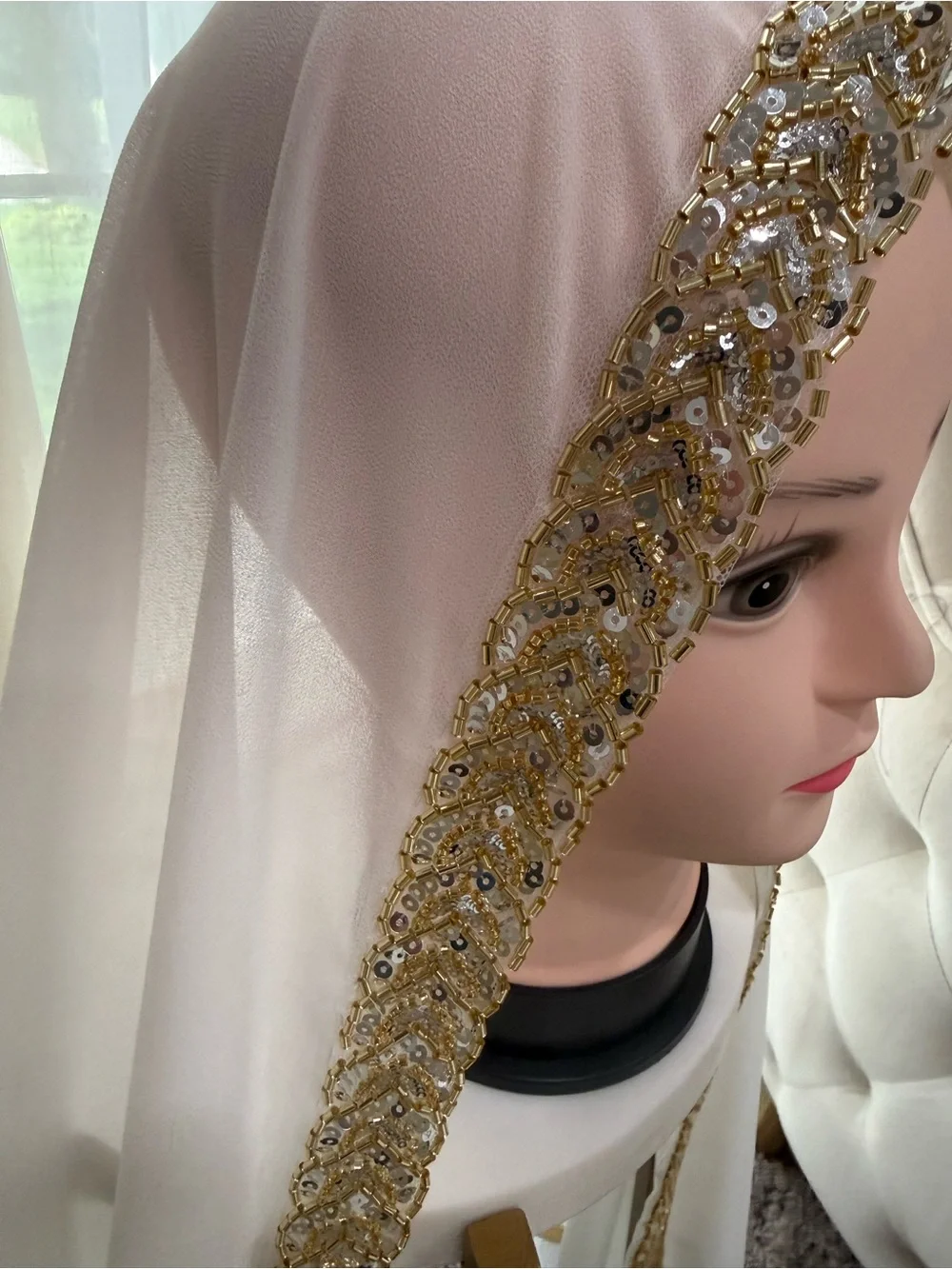 Henna scarf, hijab, henna beaded scarf, beaded hijab, hijab, scarf